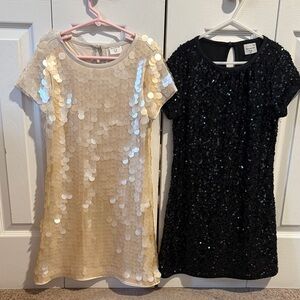 abercrombie kids Sequin Short Sleeve Dresses - Ivory and Black